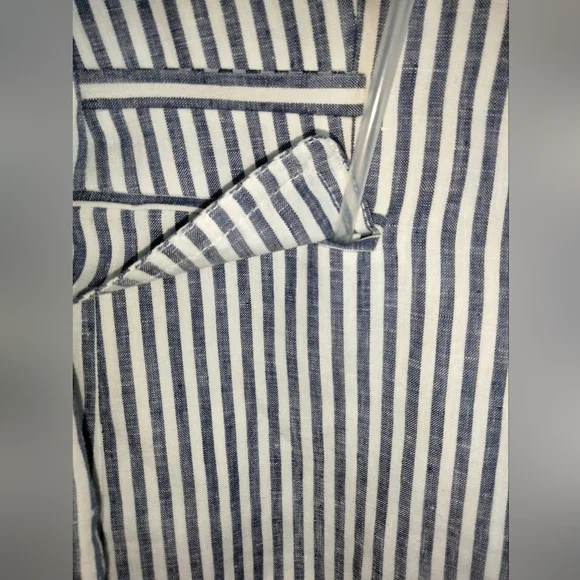 J. Crew (Size 12) Blue & White Linen Classic Striped Schoolboy Blazer (Like New) - Picture 4 of 16